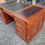 Klassieke Engelse Schrijftafel, Bureau, Partnerdesk, Met Led thumbnail 6