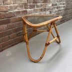 Mid Century Rotan Tafel Met Glasplaat, Vintage Bamboe Bijzettafel Jaren 70. thumbnail 6