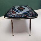 Vintage Houten Tafel Met Mozaïek Print . Aluminium Poten thumbnail 6