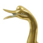 Grote Messing Eend Sculptuur Beeld Seventies 34Cm thumbnail 4