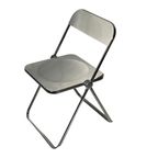 Giancarlo Piretti - Plia Lucite Folding Chair By Castelli - White Seat / Chrome Frame thumbnail 2