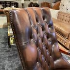 Engelse Springvale Chesterfield Fauteuil Antiek Bruin Library Chair thumbnail 4