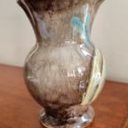 Vintage Strehla Germany Vaasje Vaas Bruin Blauw Geel  | Kerst thumbnail 9