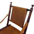 Officer’S Chair - Wood And Leather Upholstery - Military Campaign Style thumbnail 5