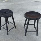 2 X Vintage Houten Kruk, P/p/s thumbnail 5