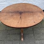 Opklapbaar Antiek Eiken Salontafel Op Driepoot thumbnail 6