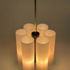Vintage Hanglamp / Kroonluchter, Melkglazen Kokers, Duitsland 1970'S thumbnail 9
