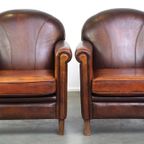 Complete Schapenleren Set Van Twee Fauteuils En Een Bank Met Een Geweldige Luxe Uitstraling thumbnail 12