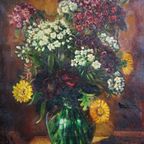 Olieverfschilderij Met Stilleven Van Vaas Met Bloemen thumbnail 4