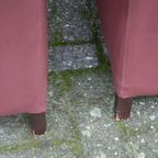 Bordeaux Rode Leren Stoelen Met Houten Poten Set Van 4 thumbnail 6