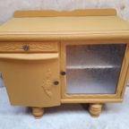 Mosterd Geel Vintage Kastje Dressoir Meubel Vitrine Kast thumbnail 7