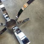 Vintage Ronde Salontafel, Rookglazen Blad En Chromen Frame, Space Age, 1970'S thumbnail 3