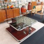 Vintage Space Age Salontafel Rookglas Chroom 70S thumbnail 3