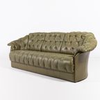 Chesterfield Style Green Leather Sofa From Skippers, Denmark thumbnail 3