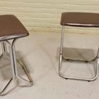 Set Van 2 Vintage Chrome En Vinyl Kruks Krukjes thumbnail 6