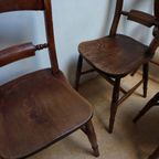 Antieke Engelse Windsor Stoelen Eetkamerstoelen, Set Van 5 thumbnail 10