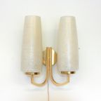 Retro Vintage Wandlamp Lamp Messing Jaren 60 Glas Goud thumbnail 7
