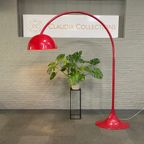 Rode Arc Lamp Met Ovalen Tulip Voet - Italië Jaren 70 thumbnail 16