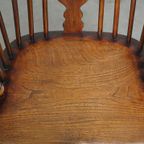 Zeer Mooie, Praktische Antieke Engelse Highback Windsor Eetkamerstoel Met Sierlijke Details thumbnail 7