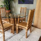 Vintage Boho Bamboe Eetkamerset - Eettafel Met 4 Stoelen thumbnail 11