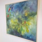 Abstract Olieverf Schilderij Mique De Boer 1993 Kleurrijk thumbnail 5