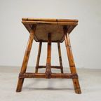 Rotan En Bamboe Salontafel Met Tegels, Tegeltafel, Jaren 50 thumbnail 8