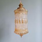 Grote Hanglamp Van Glas En Messing, Type Lantaarn, 1960 thumbnail 8