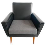 Mid-Century Deens Design Fauteuil Zwart Skai 1960’S thumbnail 4