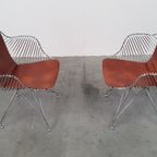 2 Design Wire Chairs Chroom Met Cognac Seat Pads thumbnail 14