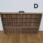 Brocante, Bruine Antieke Houten Letterbak, Wanddecoratie D thumbnail 6
