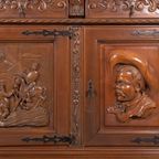 Unique Carved ‘Don Quixote’ Cabinet / Dressoir, Spain 1950’S thumbnail 4