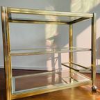 Unieke Messing Trolley. Serveerwagen. Hollywood Regency Serveer Kar. Sidetable Brass. thumbnail 6