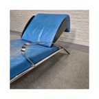 Blauw Lederen Lounge Stoel Futuro 3 Door Massimo Iosa Ghini Voor Moroso - Italië Jaren 80 thumbnail 2