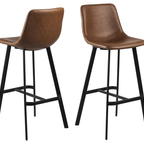 Sallinge Barkruk - Set Van 2 - Cognac Met Zwart Metalen Frame thumbnail 11