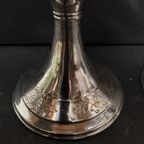 Set Van 2 Antieke Hoge Vazen Met Gekeurd Echt Zilveren Voet, 33 Cm Hoog thumbnail 8