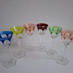 6 Vintage Kristallen Gekleurde Wijnglazen thumbnail 14