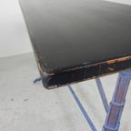 Art Deco Bistrotafel Met Gietijzeren Frame En Grenen Blad, Jaren 30 thumbnail 7