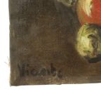 Stilleven Met Wijn En Fruit Schilderij Olieverf Op Doek Gesigneerd thumbnail 11