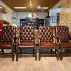 4 X Engelse Chesterfield Fauteuils / Stoelen Als Nieuw Dark Rust Gainsborough thumbnail 3