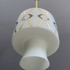 Opaline Glass Pendant Lamp With Gold And Black Drawing thumbnail 10