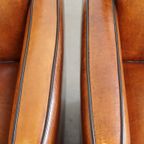 Unieke En Complete Set Van Twee Cognac Kleurige, Schapenleren Art Deco Fauteuils En Bank thumbnail 18