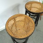 Set Jaren 50 Houten Barkrukken Met Webbing Uit Frankrijk thumbnail 7