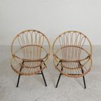 Set Van 2 Rotan, Bamboe Kinder Stoelen Rohe Noordwolde, Jaren 50 thumbnail 5
