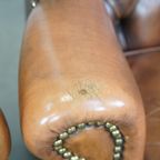 Set Van 2 Klassieke Vintage Rundleren Engelse Chesterfield Oorfauteuils In Een Lichte Cognac Kleu thumbnail 11