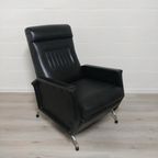 Vintage Lounge Chair Fauteuil Zwarte Skai thumbnail 2