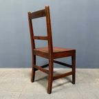 Set Van 6 Antieke Hollandse Eikenhouten Keukenstoelen thumbnail 12
