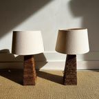 Set Van 2 Rotan Rieten Tafellampen Vintage thumbnail 9