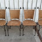 4 Wrought Iron Wicker Seat Dining Chairs From 1980 thumbnail 16