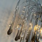 Xxl Grote Murano Kroonluchter Hanglamp Taupe Chrome Frame thumbnail 17