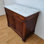 Vintage Frans Dressoir Commode Ladekast Badkamermeubel Met Marmer Blad 301 thumbnail 3